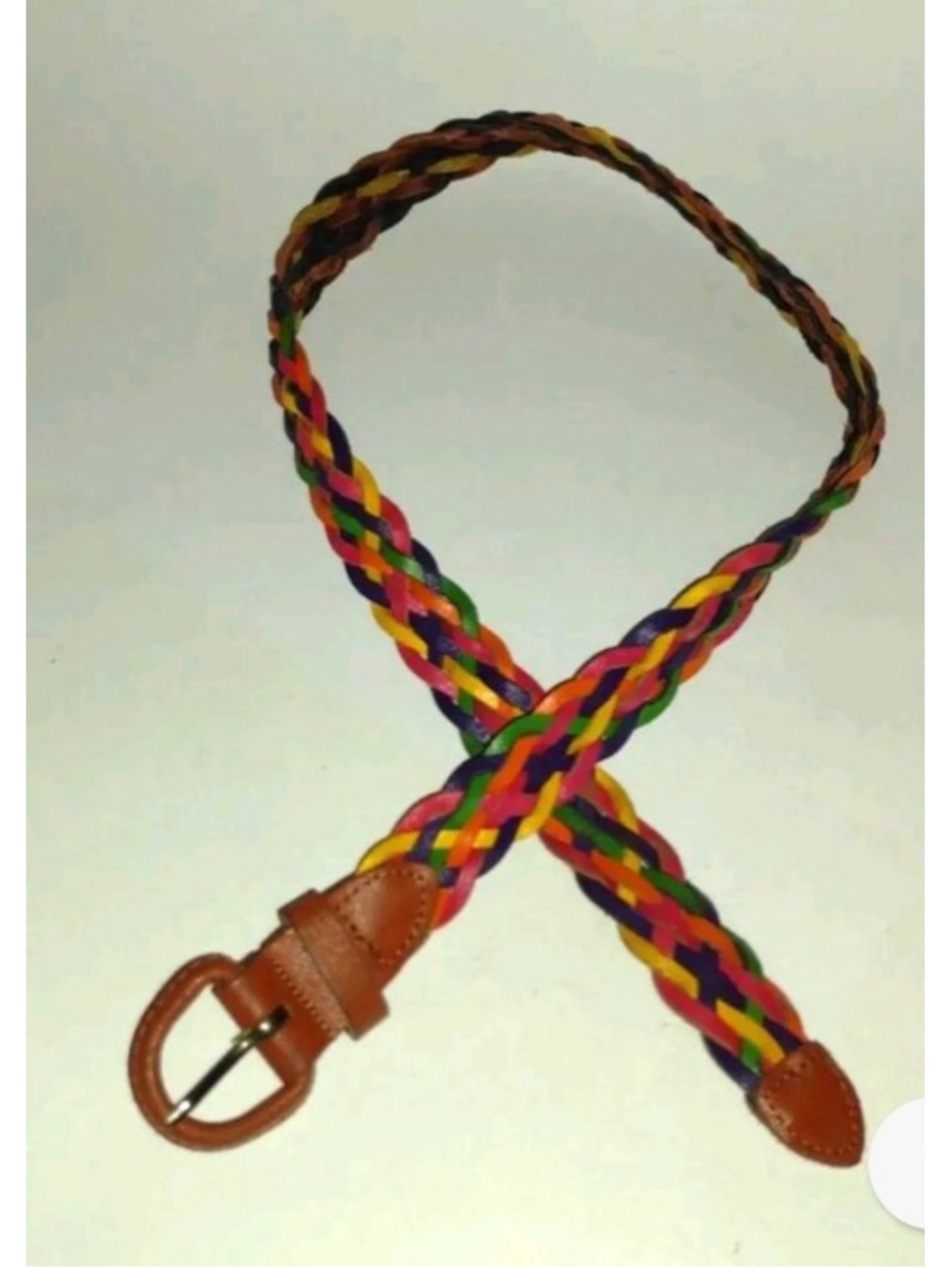 Vintage 33" braided women's leather belt